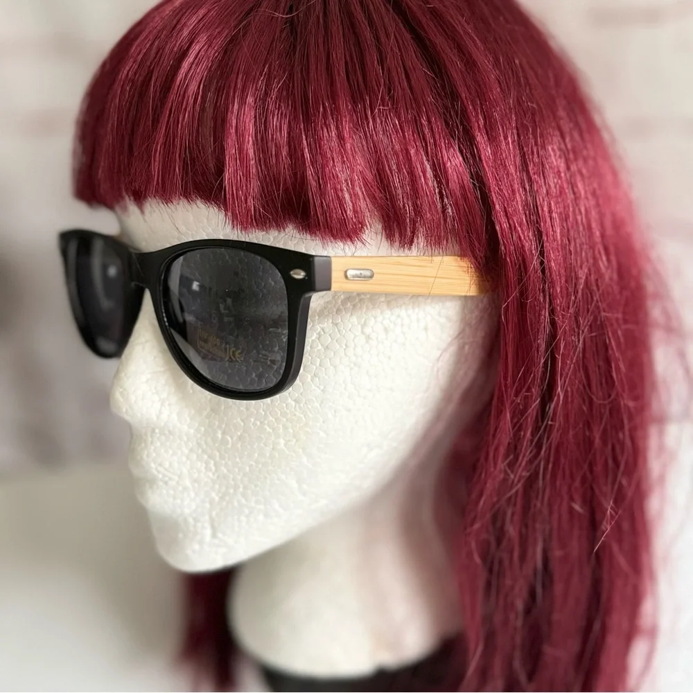 JOE’S SPECS 2 PAIR Black & Bamboo/Faux Wood Frame Sunglasses UV 400 NEW - Picture 3 of 16